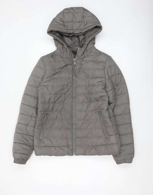 New Look Women’s Grey UK 10 Hooded Quilted Puffer Jacket