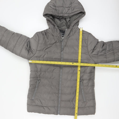 New Look Women’s Grey UK 10 Hooded Quilted Puffer Jacket