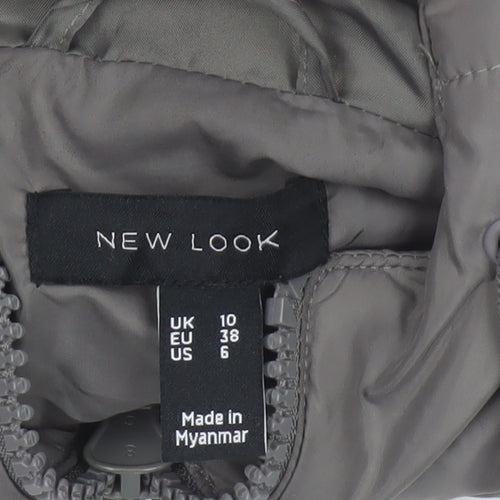 New Look Women’s Grey UK 10 Hooded Quilted Puffer Jacket