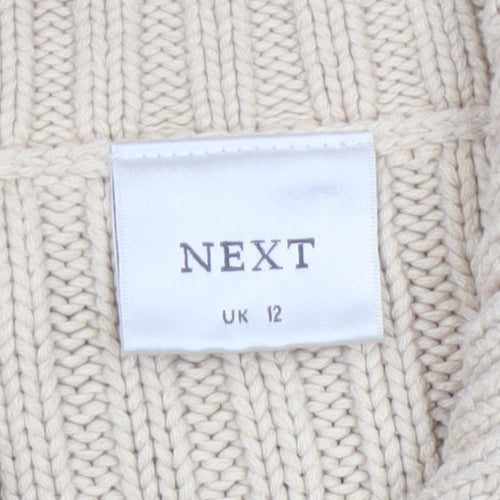 Next Women’s Beige UK 12 Full Zip Cable Knit Cotton Jumper