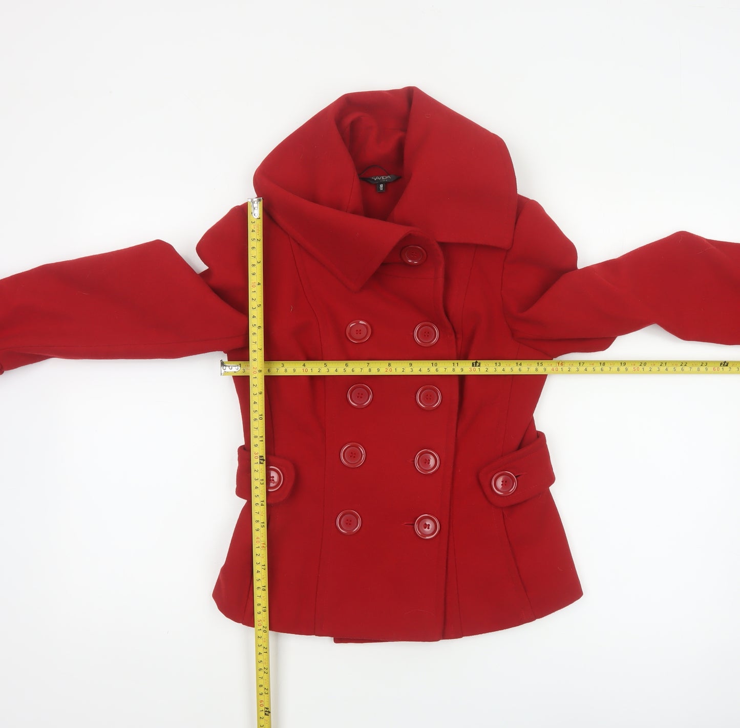 Savida Women’s Red Size 10 Pea Coat Double Breasted Collared