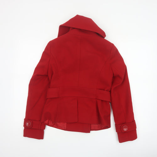 Savida Women’s Red Size 10 Pea Coat Double Breasted Collared