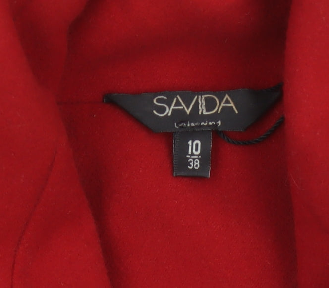 Savida Women’s Red Size 10 Pea Coat Double Breasted Collared