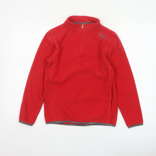 TOG24 Boys Red 11-12 Years Fleece 1/4 Zip High Neck Sweatshirt