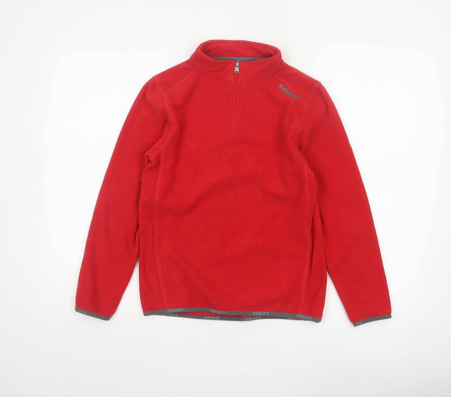 TOG24 Boys Red 11-12 Years Fleece 1/4 Zip High Neck Sweatshirt