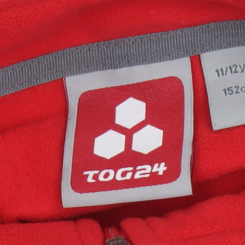 TOG24 Boys Red 11-12 Years Fleece 1/4 Zip High Neck Sweatshirt