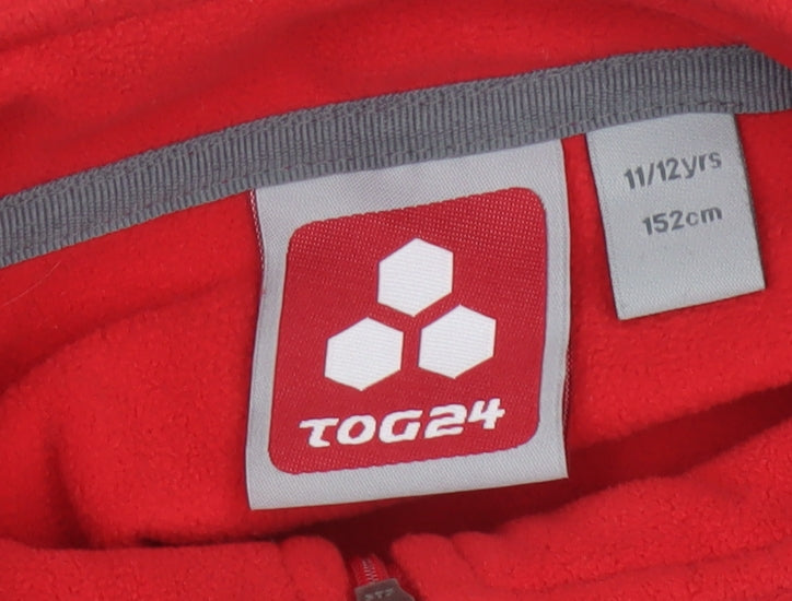 TOG24 Boys Red 11-12 Years Fleece 1/4 Zip High Neck Sweatshirt