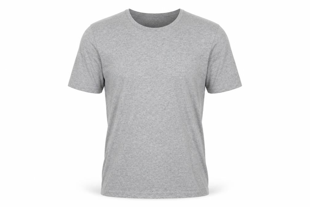 Hugo Boss Men's Grey Medium Logo Cotton Crew Neck T-Shirt