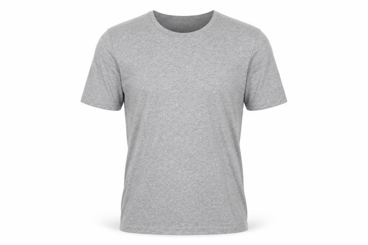 Hugo Boss Men's Grey Medium Logo Cotton Crew Neck T-Shirt