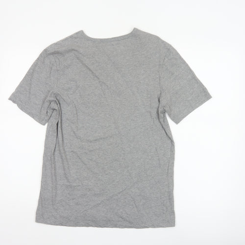 Hugo Boss Men's Grey Medium Logo Cotton Crew Neck T-Shirt