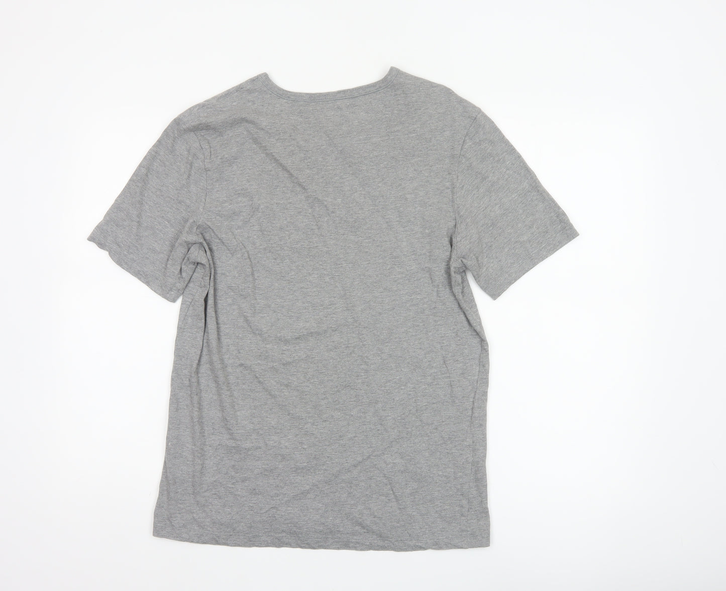 Hugo Boss Men's Grey Medium Logo Cotton Crew Neck T-Shirt