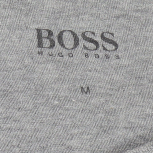Hugo Boss Men's Grey Medium Logo Cotton Crew Neck T-Shirt