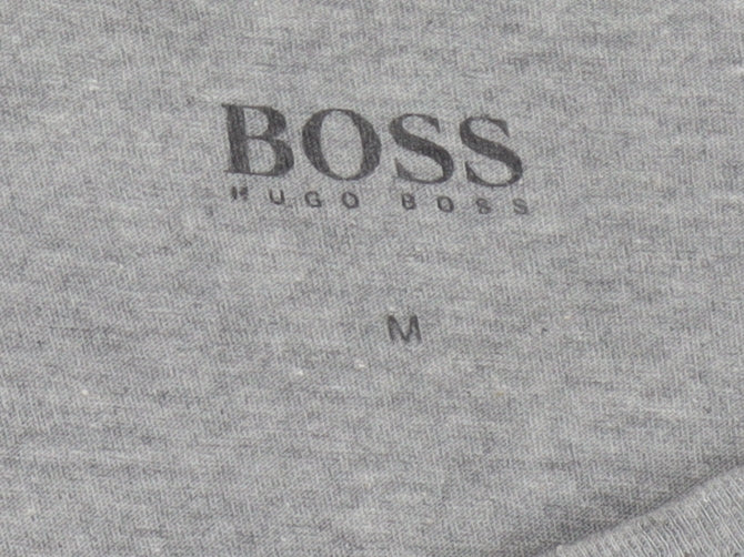 Hugo Boss Men's Grey Medium Logo Cotton Crew Neck T-Shirt