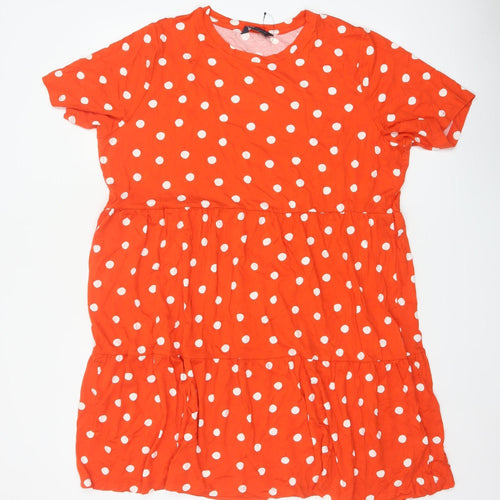 Marks & Spencer Women Orange Polka Dot UK 22 Fit & Flare Jersey Dress