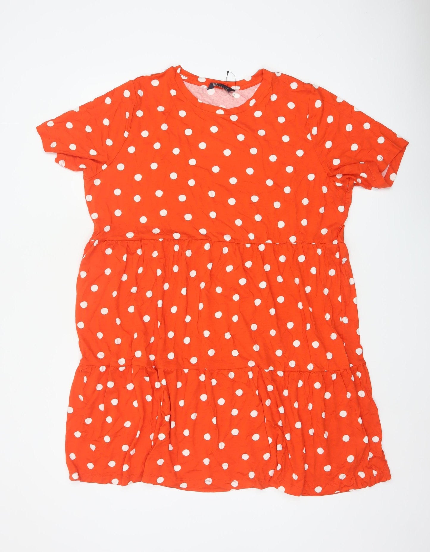 Marks & Spencer Women Orange Polka Dot UK 22 Fit & Flare Jersey Dress