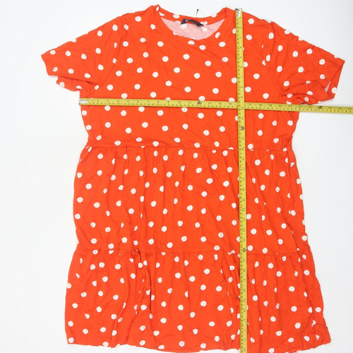 Marks & Spencer Women Orange Polka Dot UK 22 Fit & Flare Jersey Dress