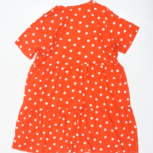 Marks & Spencer Women Orange Polka Dot UK 22 Fit & Flare Jersey Dress