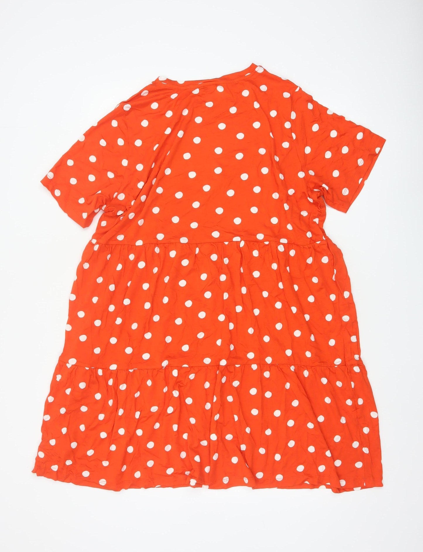 Marks & Spencer Women Orange Polka Dot UK 22 Fit & Flare Jersey Dress