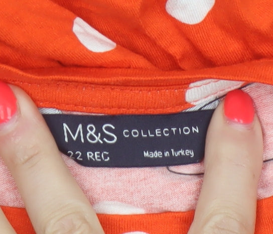 Marks & Spencer Women Orange Polka Dot UK 22 Fit & Flare Jersey Dress