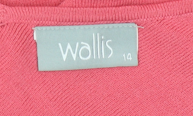 Wallis Women Pink UK 14 Embellished V-Neck Rib Knit Camisole Tank Top
