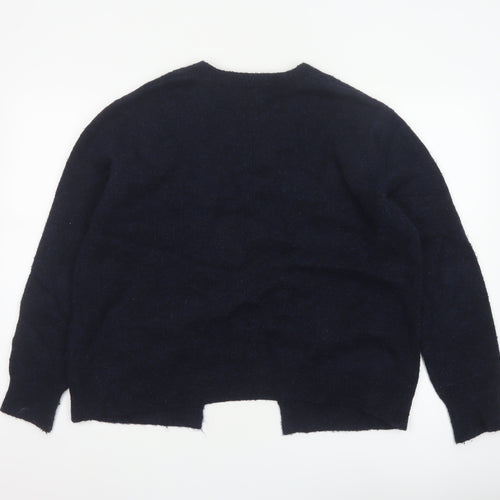 Fat Face Women’s Blue Open Knit Cardigan UK 14 Long Sleeve Wool Alpaca