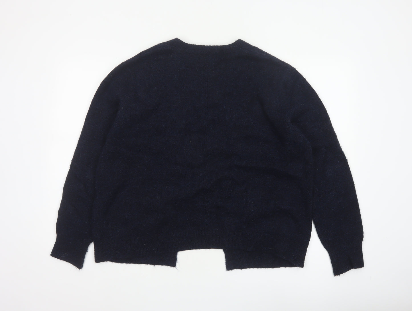 Fat Face Women’s Blue Open Knit Cardigan UK 14 Long Sleeve Wool Alpaca