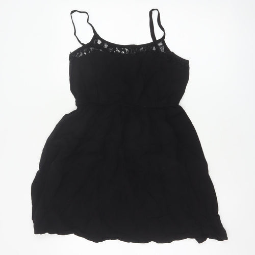 H&M Women Black UK 10 Fit & Flare Lace Strappy Short Dress
