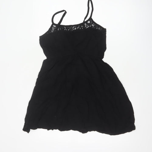 H&M Women Black UK 10 Fit & Flare Lace Strappy Short Dress
