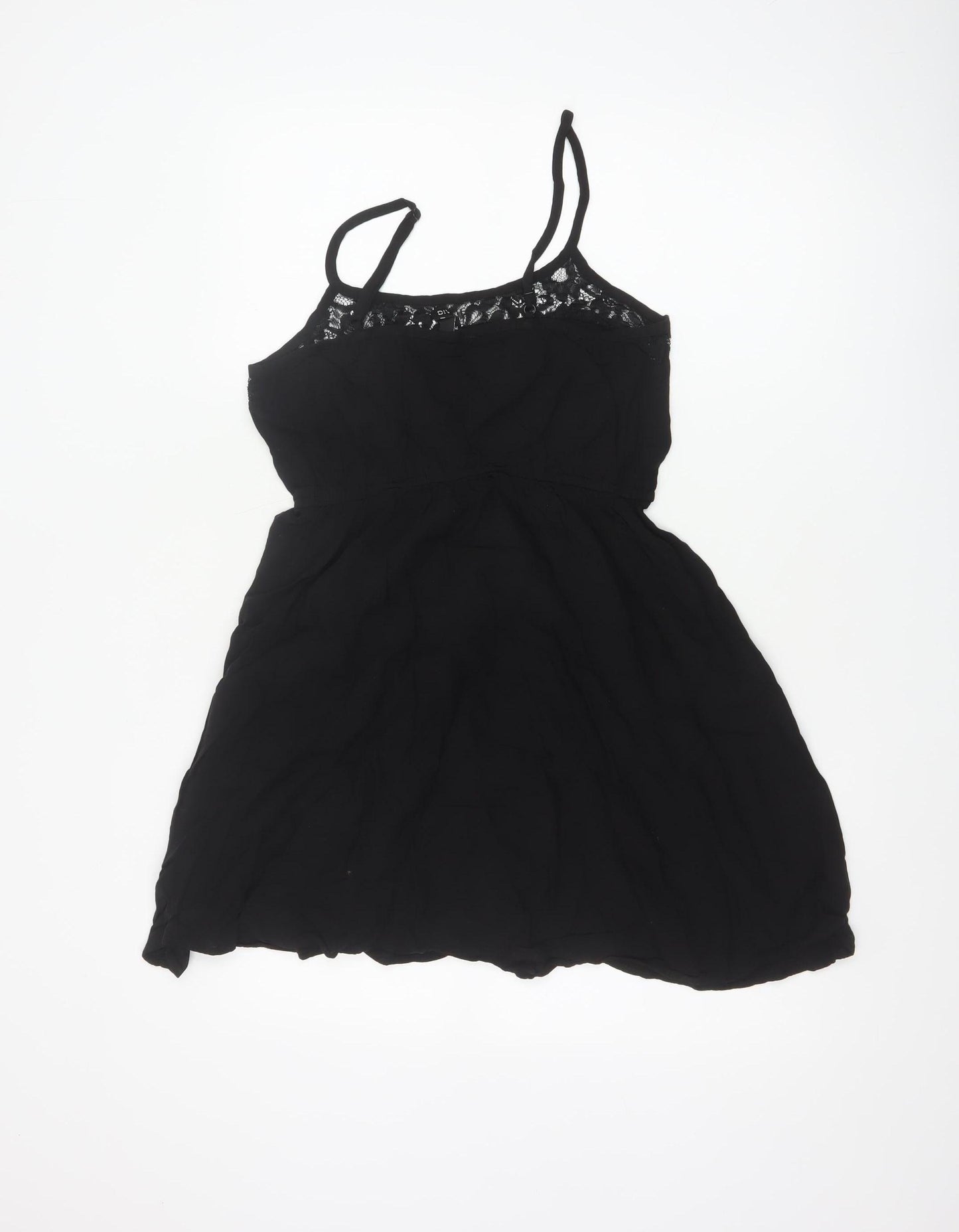 H&M Women Black UK 10 Fit & Flare Lace Strappy Short Dress