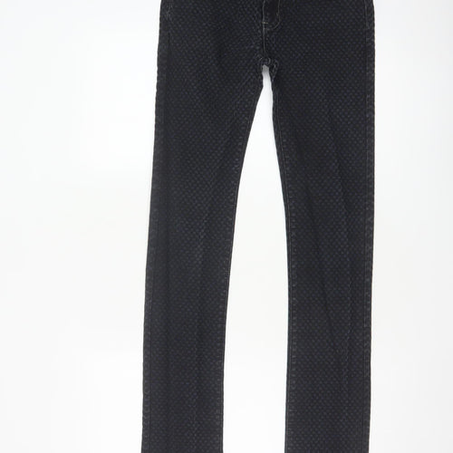 GO.D SK Women’s Black M Straight Leg Stretch Patterned Jeans