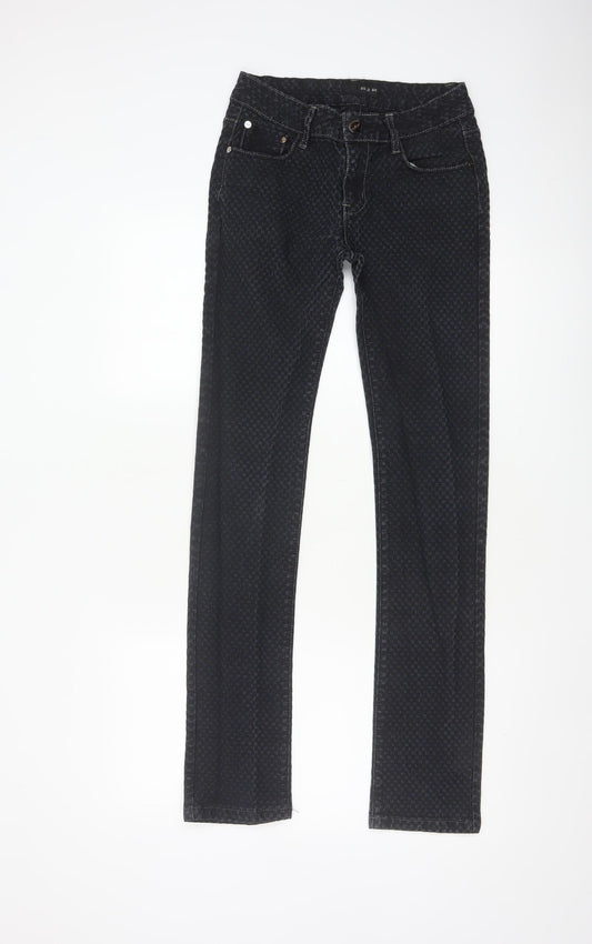 GO.D SK Women’s Black M Straight Leg Stretch Patterned Jeans