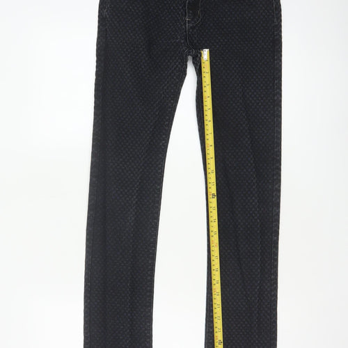 GO.D SK Women’s Black M Straight Leg Stretch Patterned Jeans