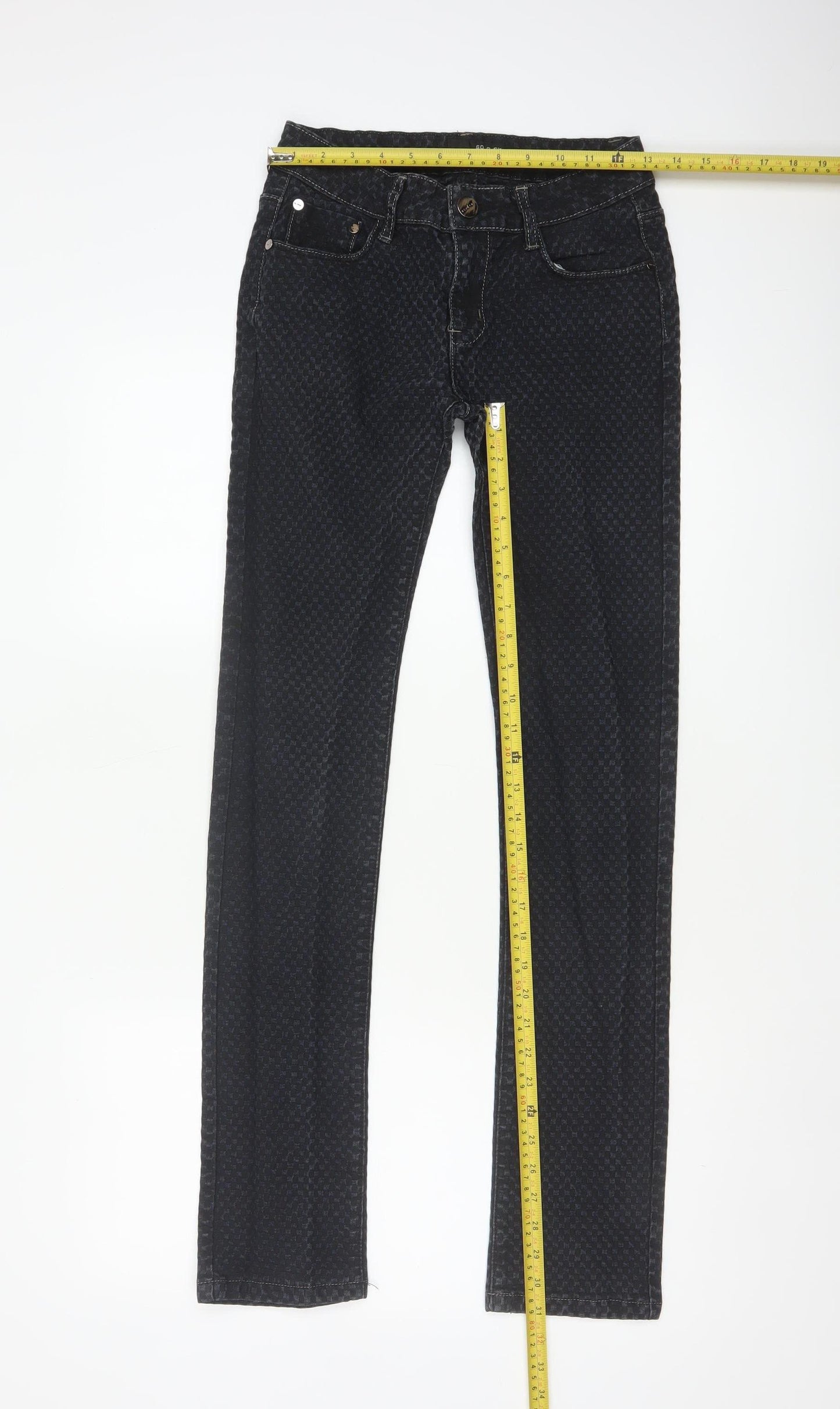 GO.D SK Women’s Black M Straight Leg Stretch Patterned Jeans