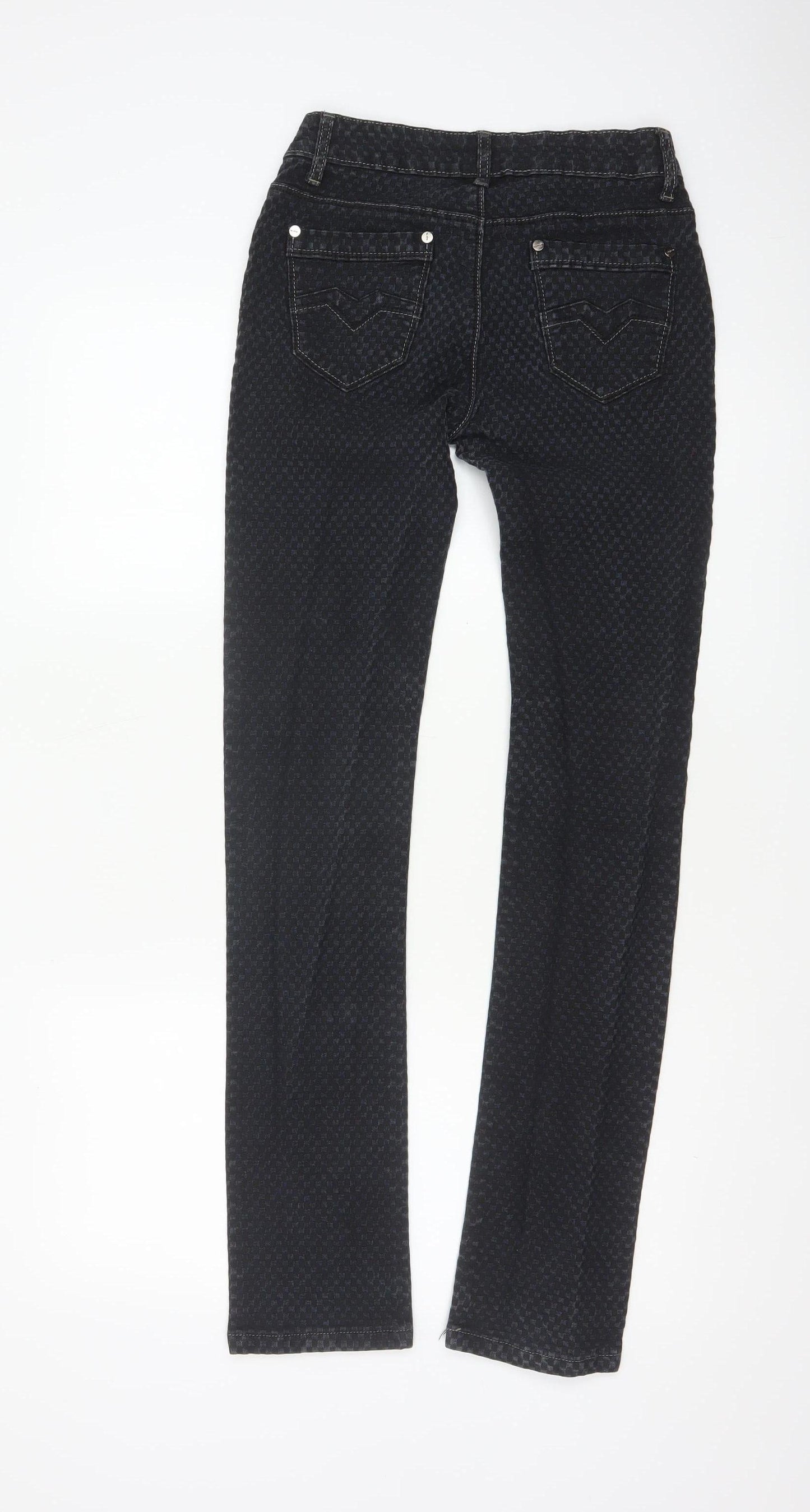 GO.D SK Women’s Black M Straight Leg Stretch Patterned Jeans