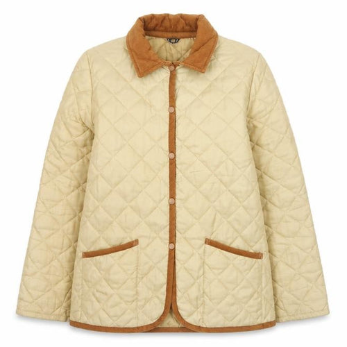 Hotter Women's Beige L Quilted Padded Jacket Corduroy Collar
