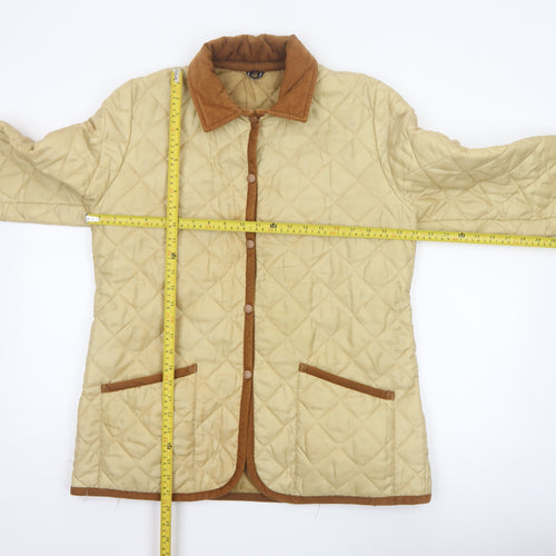 Hotter Women's Beige L Quilted Padded Jacket Corduroy Collar