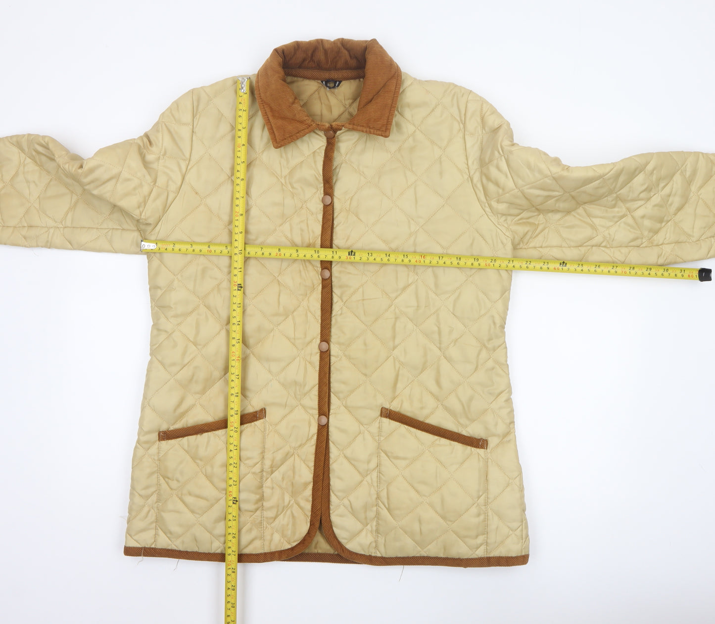 Hotter Women's Beige L Quilted Padded Jacket Corduroy Collar