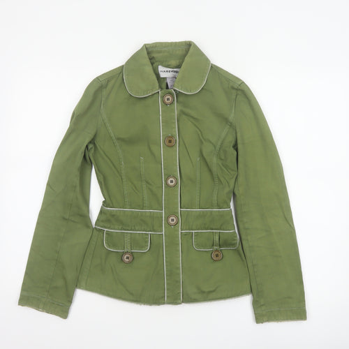 Warehouse Women Green UK 8 Cotton Short Basic Jacket