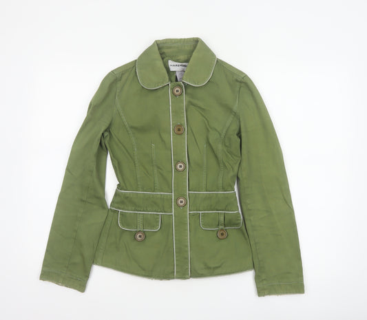 Warehouse Women Green UK 8 Cotton Short Basic Jacket