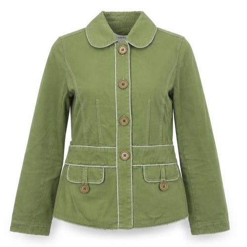 Warehouse Women Green UK 8 Cotton Short Basic Jacket