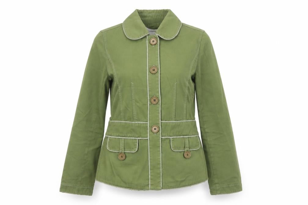 Warehouse Women Green UK 8 Cotton Short Basic Jacket