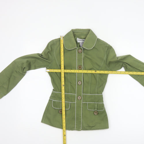 Warehouse Women Green UK 8 Cotton Short Basic Jacket