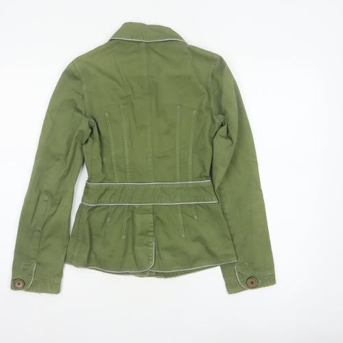 Warehouse Women Green UK 8 Cotton Short Basic Jacket