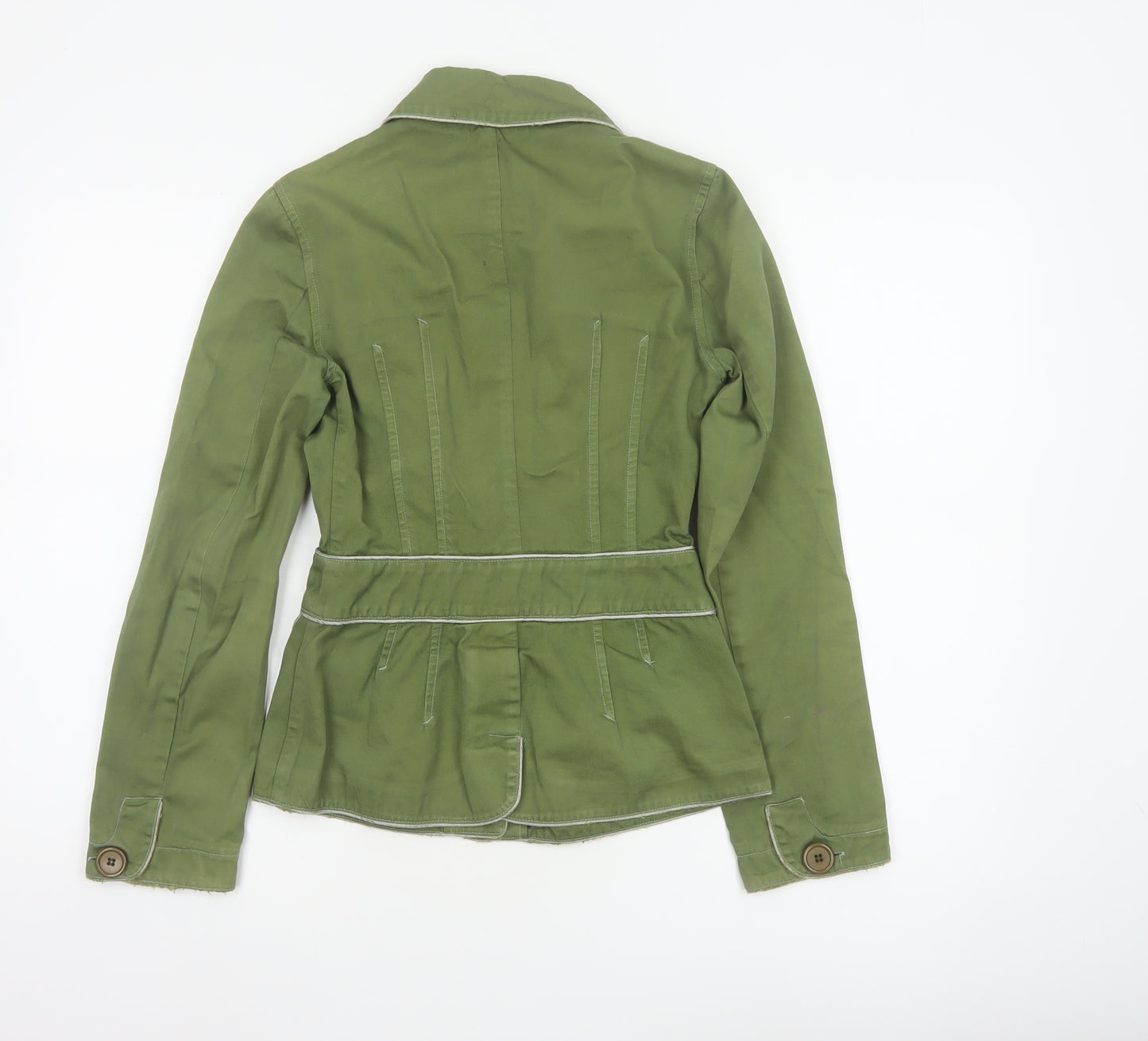 Warehouse Women Green UK 8 Cotton Short Basic Jacket