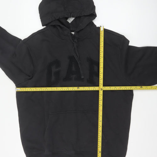 GAP Men’s Black Large Logo Pullover Hoodie Cotton Blend Fleece