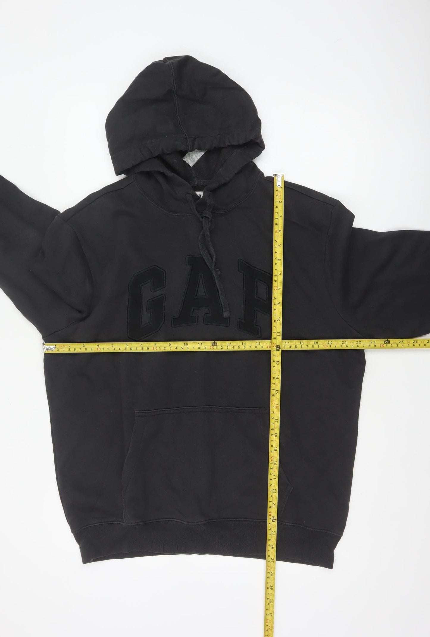 GAP Men’s Black Large Logo Pullover Hoodie Cotton Blend Fleece