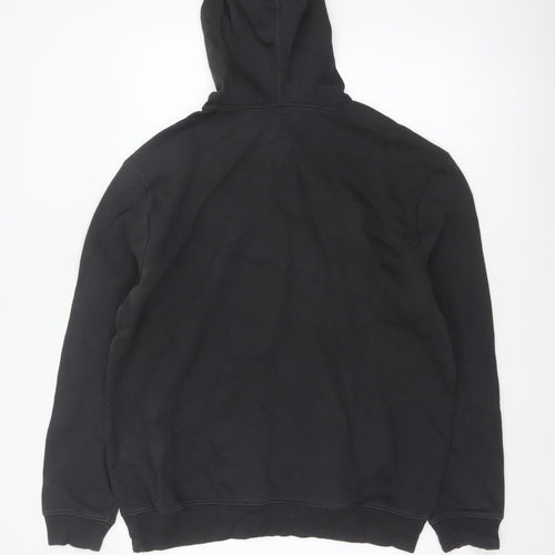 GAP Men’s Black Large Logo Pullover Hoodie Cotton Blend Fleece