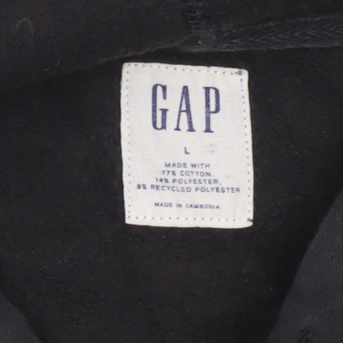 GAP Men’s Black Large Logo Pullover Hoodie Cotton Blend Fleece