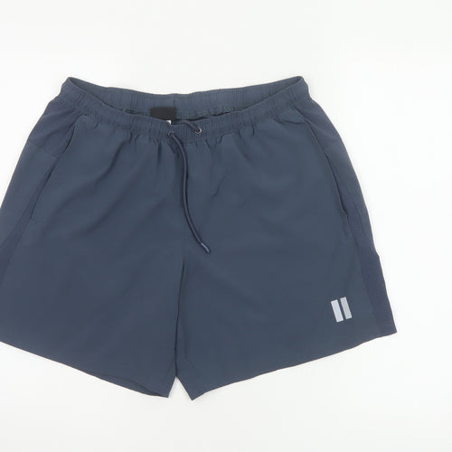 Dunnes Stores Men Grey L Athletic Running Shorts Drawstring Reflective