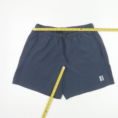 Dunnes Stores Men Grey L Athletic Running Shorts Drawstring Reflective